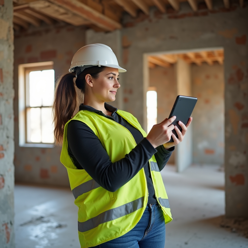 Baustellendokumentation mit mobilem Gerät vor Ort